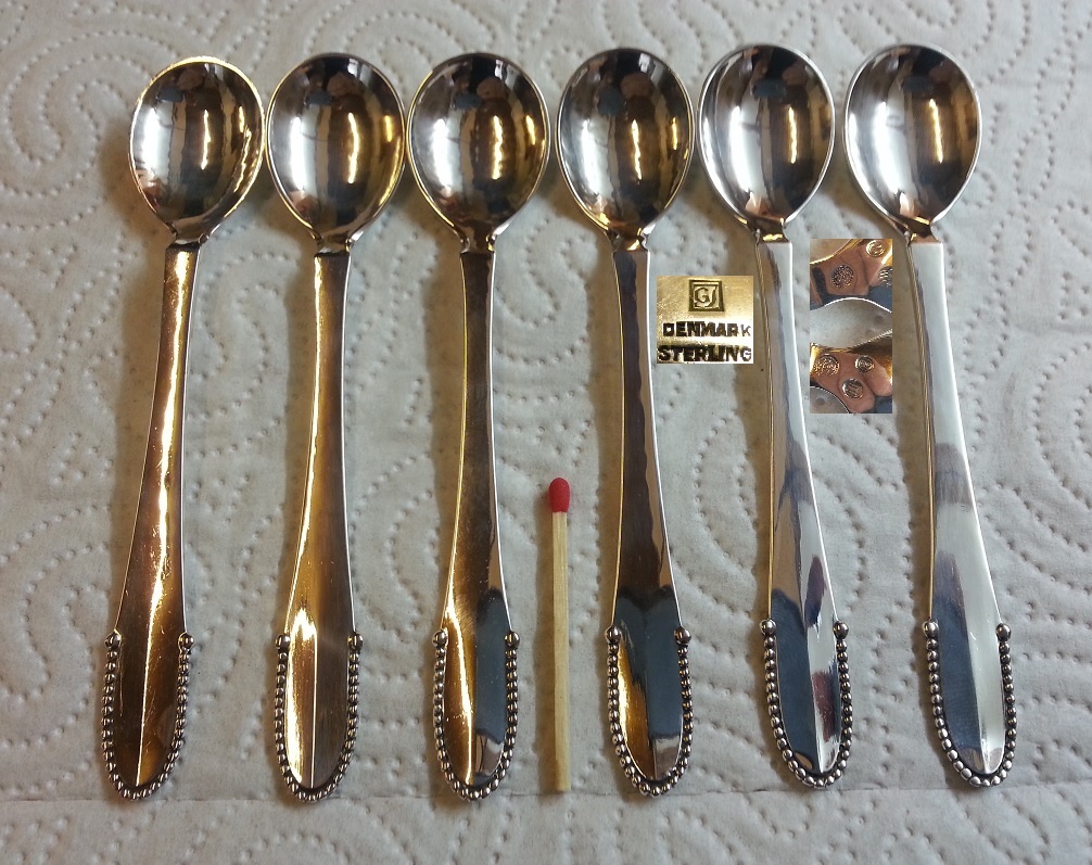 Georg Jensen Silver Coffee Spoon VINTAGE Beaded// Kugle
