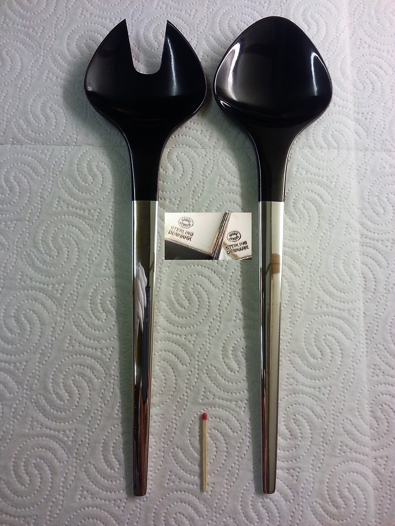 Georg Jensen 925 Sterling Caravel Salad Server Hhw Black 925 Sterling Caravel Salad
